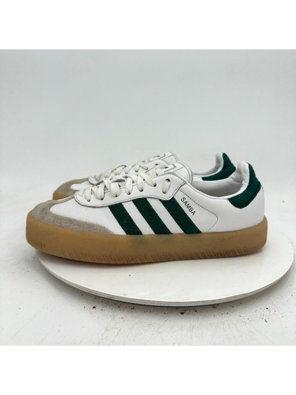 Adidas Originals Samba Women Size 8.5 White Green Rubber Sole Casual Shoes - Picture 1 of 11